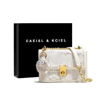 CAEISL&KCIEL PU Shoulder Bag Crossbody Bag Women's Tassel White/Embroidered Pink