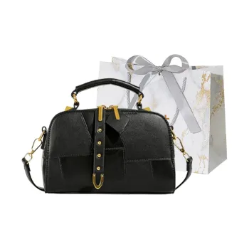 Cool PU Shoulder Bag Regular Women's Black/Ecru