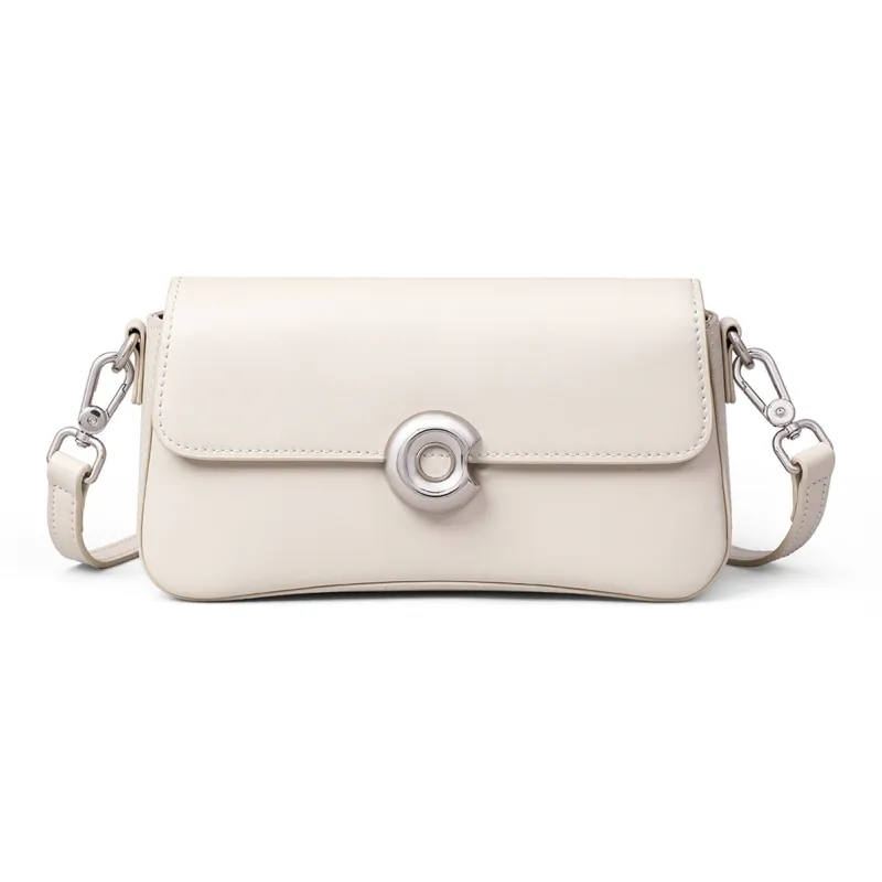 MILLIE'S Cow Leather Patchwork Synthetic Leather Shoulder Bag Crossbody Bag Regular Women's Silver/Milk White-9