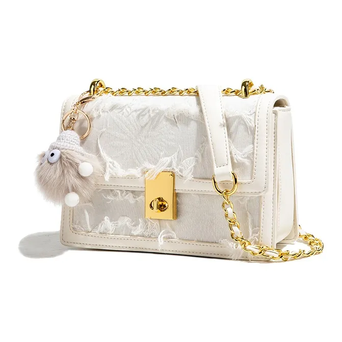 CAEISL&KCIEL PU Crossbody Bags Women's Fringe White/Embroidery Pink-2