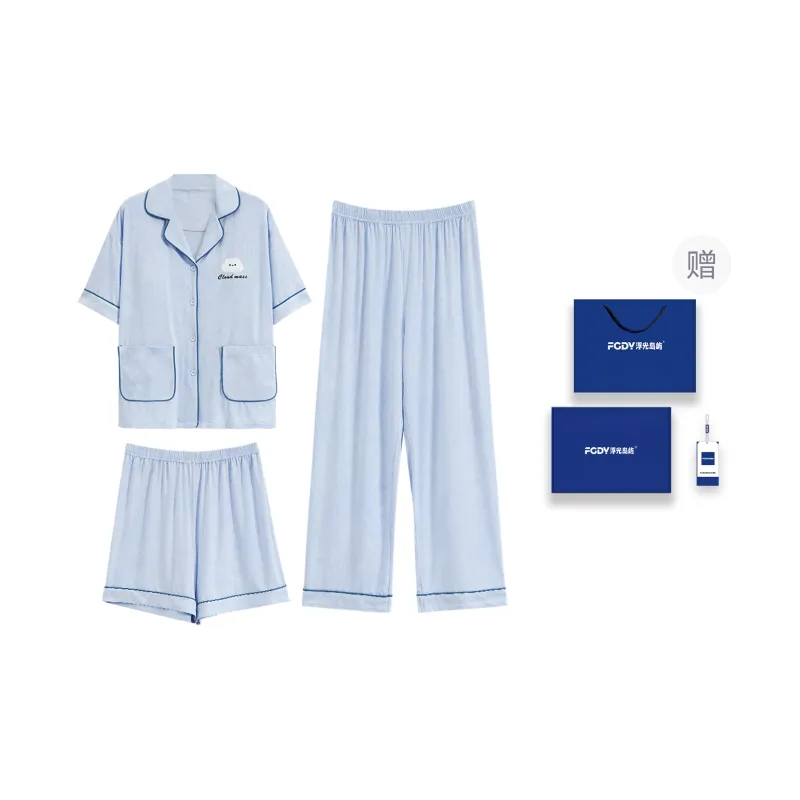 Floating Light Islands Pajama Set Women's Box Light Blue-0