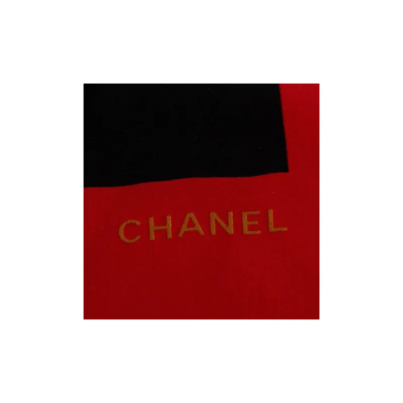 CHANEL Silk Silk Scarves Women's Red-2