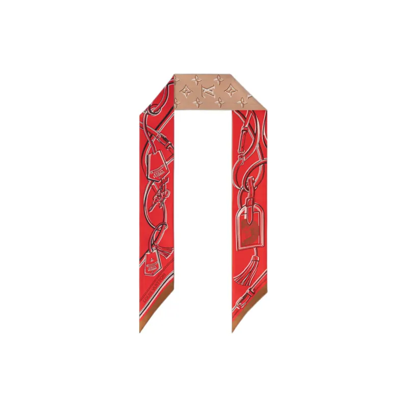 LOUIS VUITTON Silk Scarves Women's Red-0