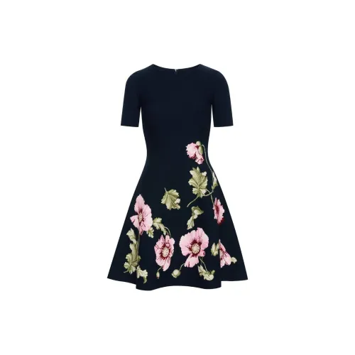 Oscar De La Renta Short-Sleeved Dresses Women's Navy