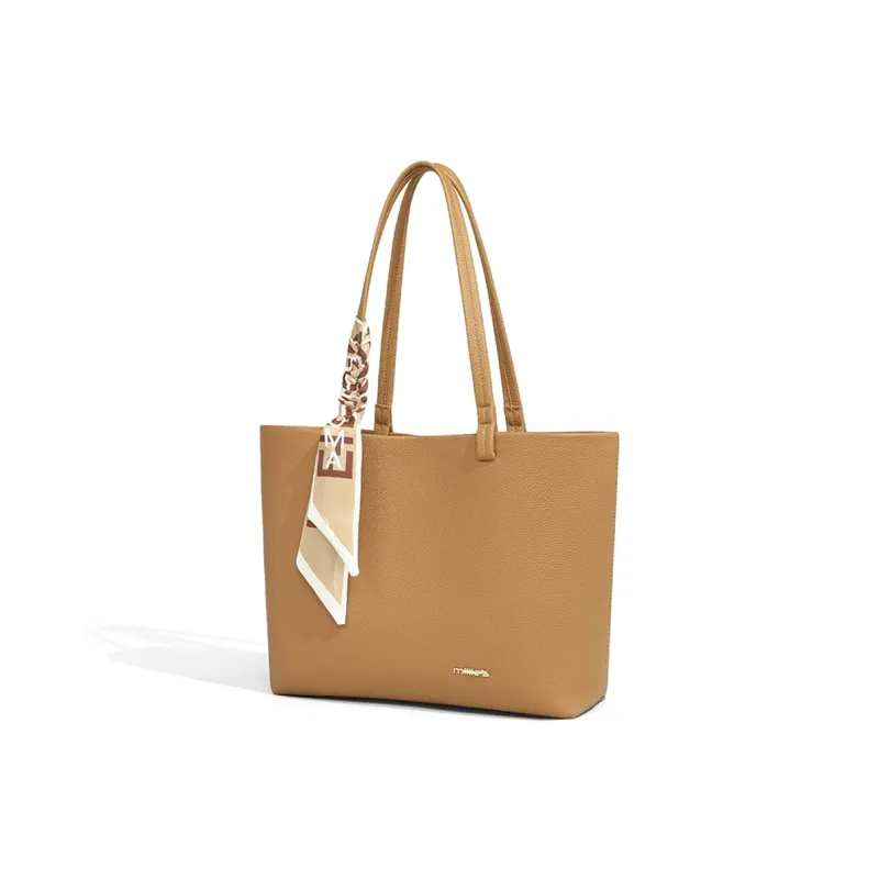 MILLIE'S Synthetic Leather Tote Bag, Shopping Bag, Handbag, Shoulder Bag Tubas Women's Brown/Khaki-3