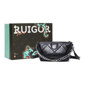 RUIGOR Cow Leather Pineapple Bag, Shoulder Bag, Crossbody Handbag Women's Black