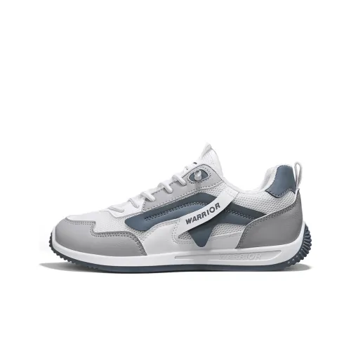 Warrior Ah Gan Shoes Durable Lightweight And Breathable Low Top Lace Free Casual Shoes Men's White Gray Dusty Blue