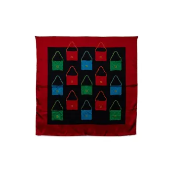 CHANEL Silk Silk Scarves Women's Red