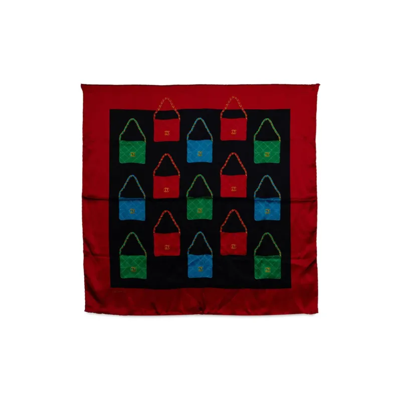 CHANEL Silk Silk Scarves Women's Red-1