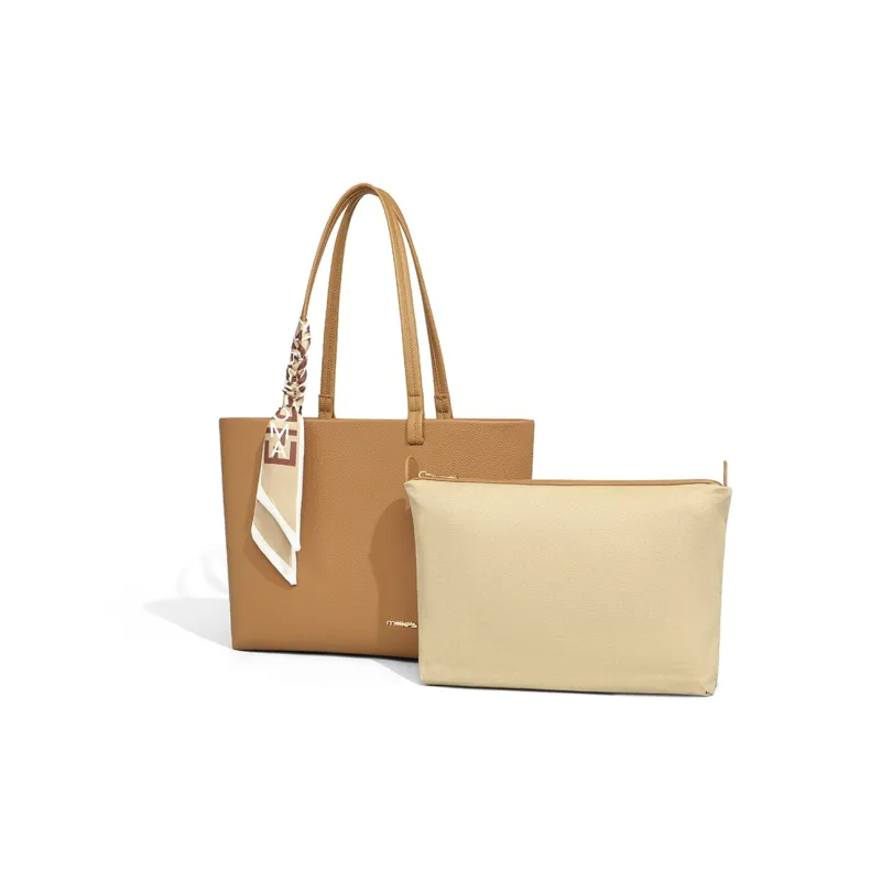 MILLIE'S Synthetic Leather Tote Bag, Shopping Bag, Handbag, Shoulder Bag Tubas Women's Brown/Khaki-6