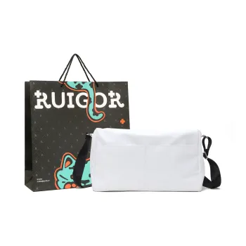RUIGOR Fabric Shoulder Bag Crossbody Bag Travel Bag Large Size Unisex Black/White