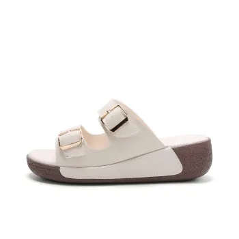 Reivanti Rubber Sole Slip-Resistant Abrasion-Resistant Slide Slippers Women's Beige
