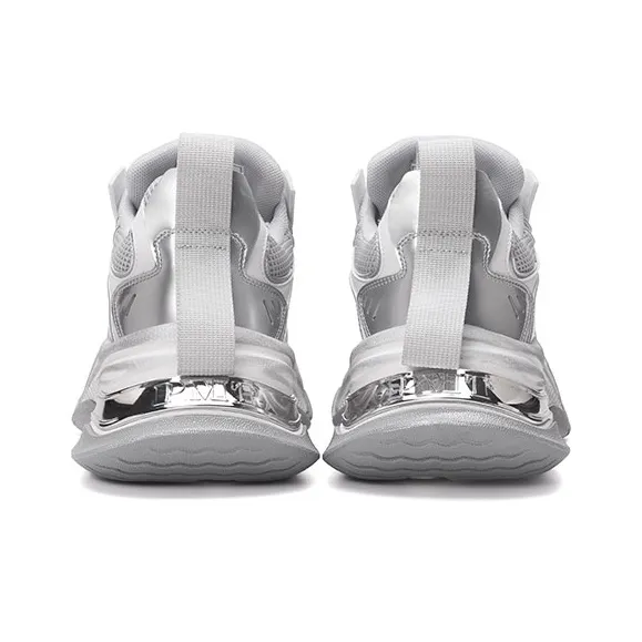 PMT Nirvana Series Anti-Slip Wear-Resistant Breathable Height Increasing Low-Top Chunky Sneakers Unisex Silver-4