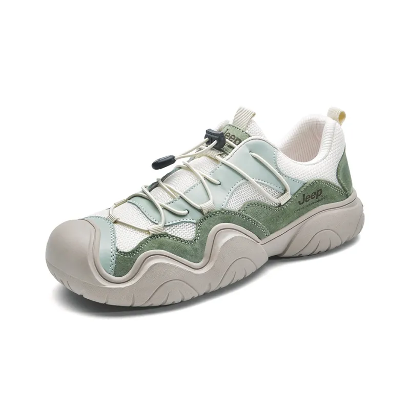 Jeep Cushioning Rebound Wear Resistant Lightweight Breathable Slip Resistant Low Top Outdoor Shoes Unisex Green-2