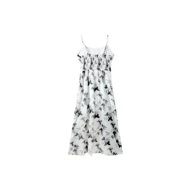 Adeworn Slip Dress Women's Black And White Floral-1