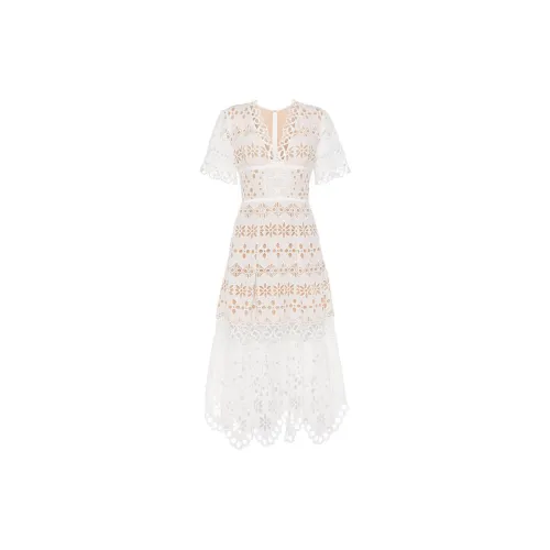 ELIE SAAB Short-Sleeved Dresses Women's White