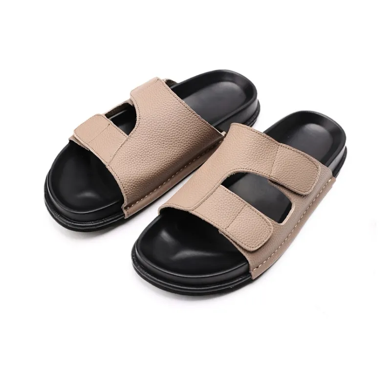 Voguhomme Rubber Sole Stitching Cut Out Abrasion Resistant Slide Slippers Men's-3