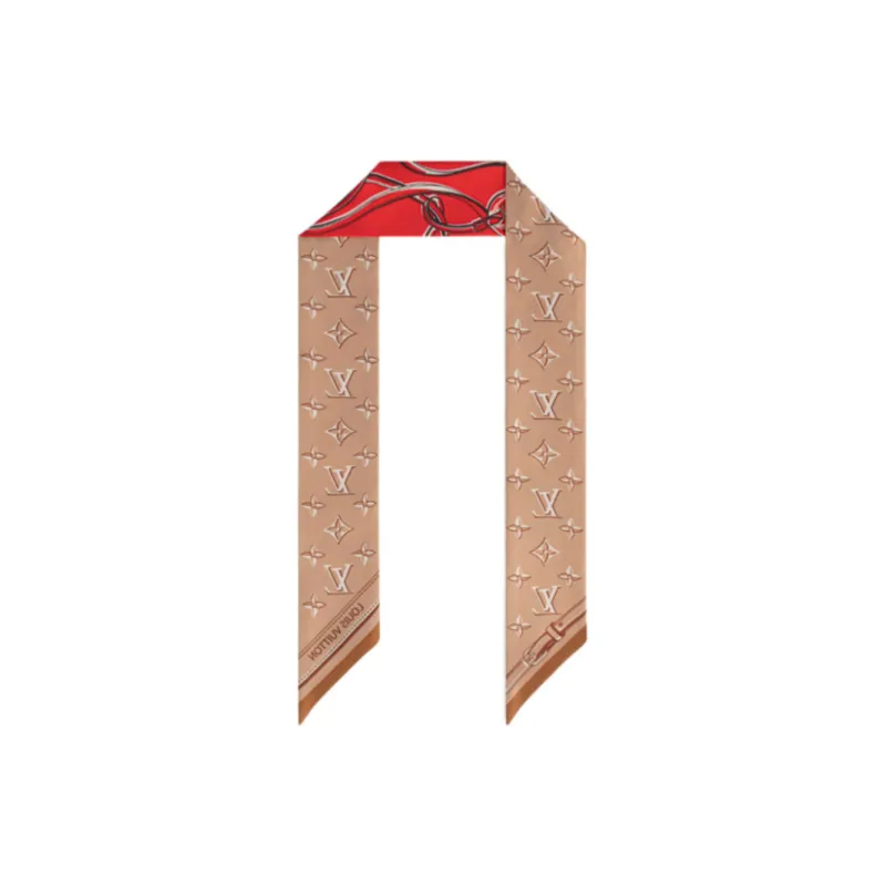 LOUIS VUITTON Silk Scarves Women's Red-2