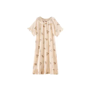 AUTUMNDEER Nightgown Women's Beige Yellow