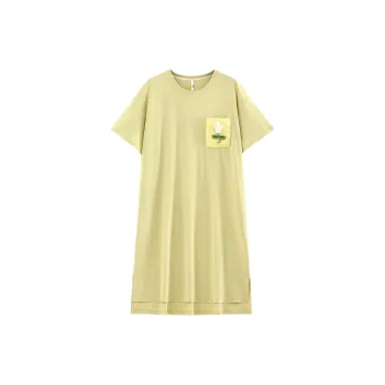 White Ran Nightgown Women's Yellow Green