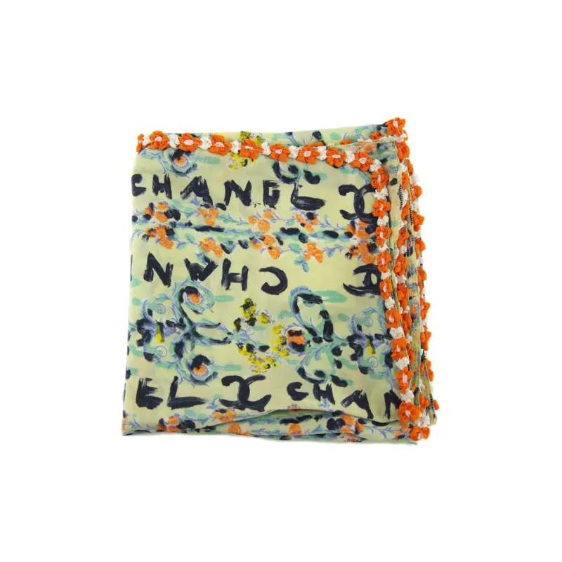 CHANEL 1994 Logo-print Silk Scarf-1
