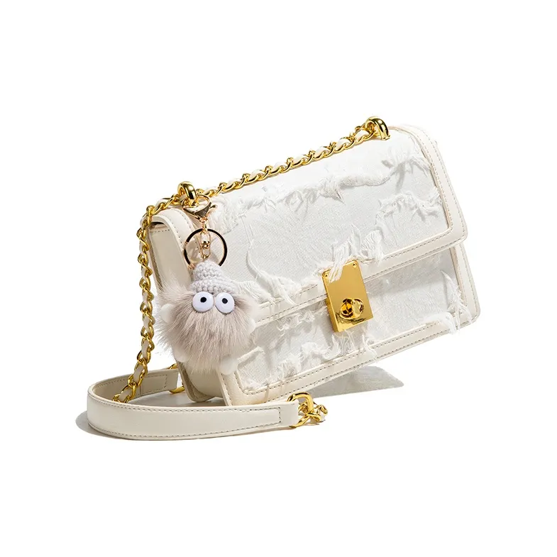 CAEISL&KCIEL PU Crossbody Bags Women's Fringe White/Embroidery Pink-3