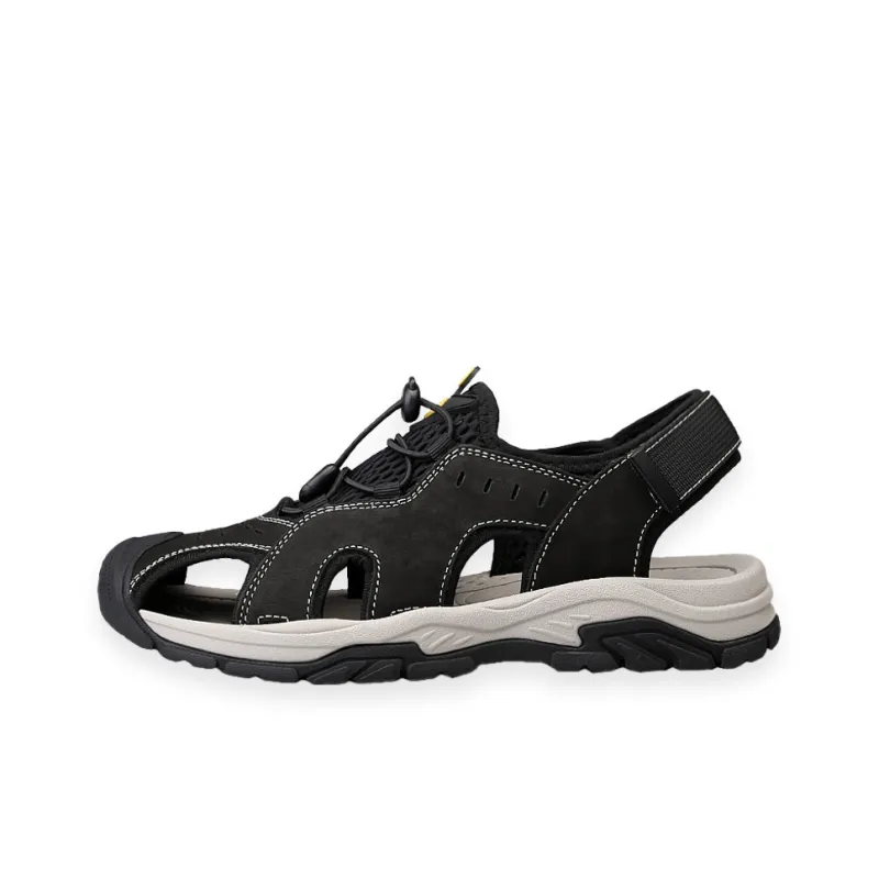 BECK Beach Sandals Men Black/Khaki-5