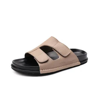 Voguhomme Rubber Sole Stitching Cut Out Abrasion Resistant Slide Slippers Men's