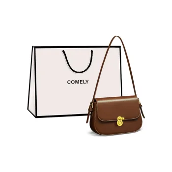 COMELY Cow Leather Bonded Synthetic Leather Small Square Bag Shoulder Bag Crossbody Bag Small Size Women's Coffee