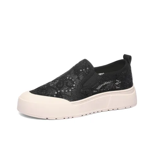 Golden Silk Rabbit Slip-Resistant Low-Top Casual Shoes Women's Black