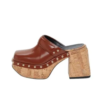 DOROTHEE SCHUMACHER Closed Toe Slippers 10cm Women's Red Brown