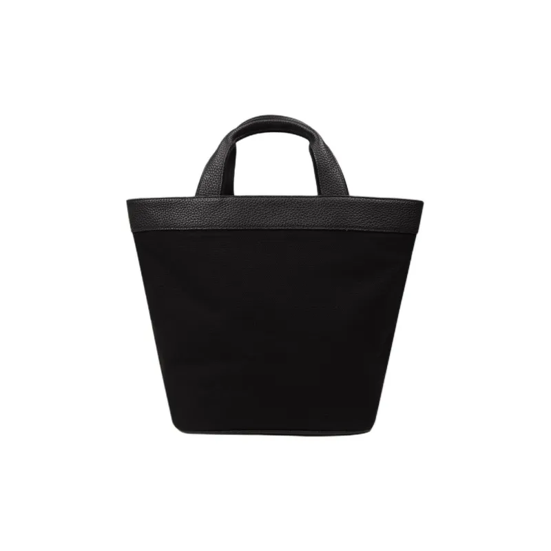 NOTHING WRITTEN Cow Leather With Cotton Handbag Small Size Women's Black-0
