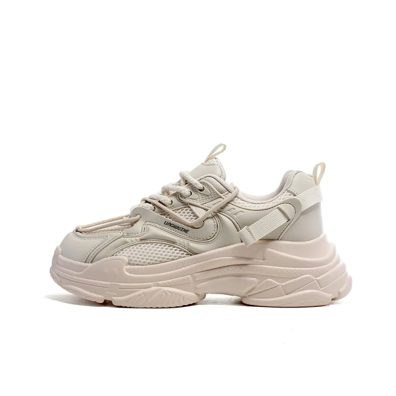 Lingwuzhe Abrasion Resistant Breathable Height Increasing Low Top Chunky Sneakers Unisex-2