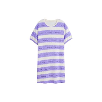 MADALLO Nightgown Women's Purple White Stripes