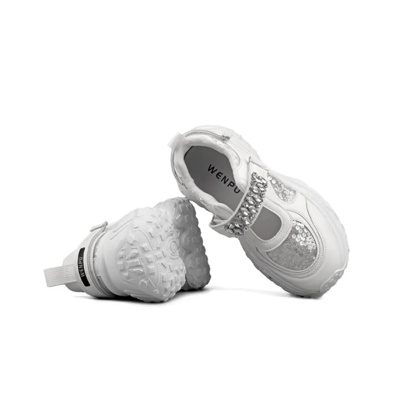 WENPU Height Increasing Lightweight Breathable Low Top Chunky Sneakers Women's-10