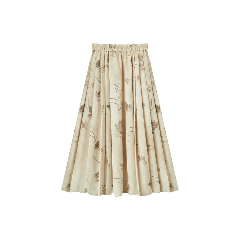 XIANGYING Casual Long Skirts Women's Khaki-1