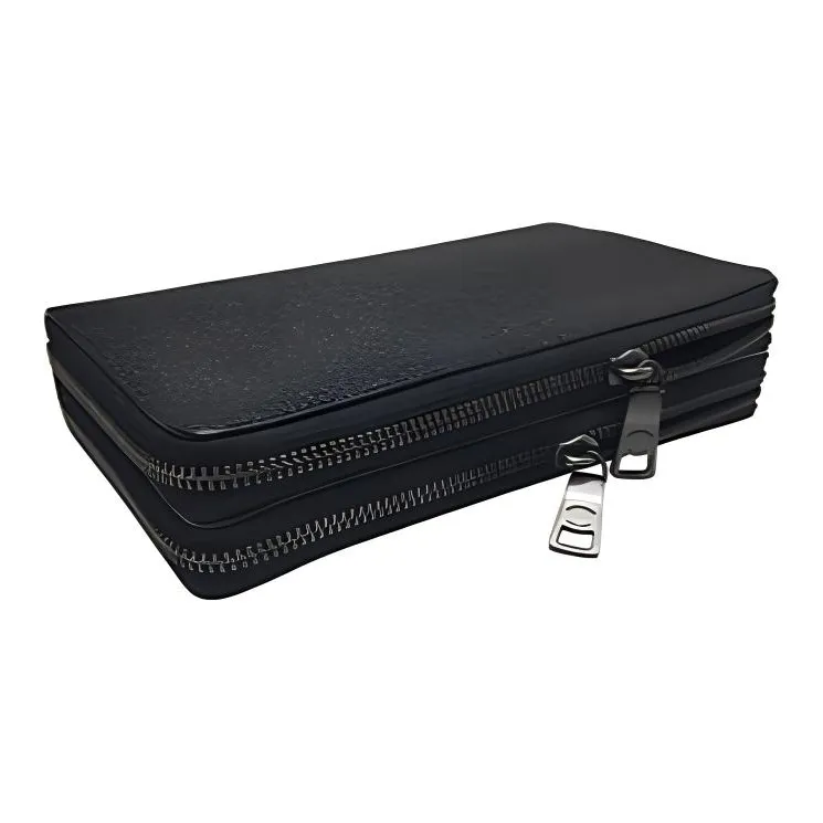 COACH Double Zip Wallet PVC With Leather Clutch Unisex Black-2