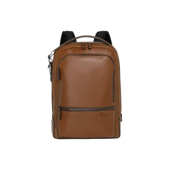 TUMI Smooth Leather Backpack Men's Brandy Brown