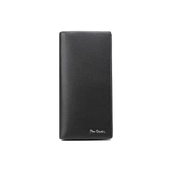 PIERRE CARDIN Top Grain Cow Leather Long Wallet Bag Business Elegance Wallet Regular Men's Black