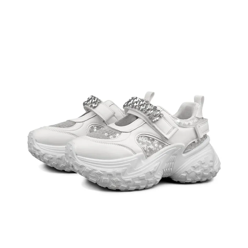 WENPU Height Increasing Lightweight Breathable Low Top Chunky Sneakers Women's-7