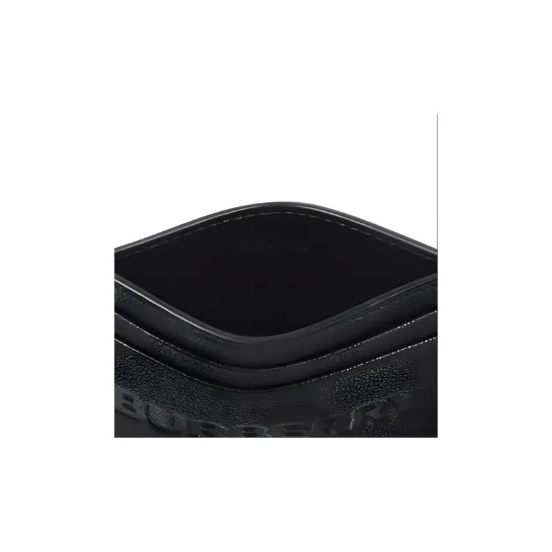 Burberry Grained Leather Card Clip Card Holder Wallets Women's Black-4