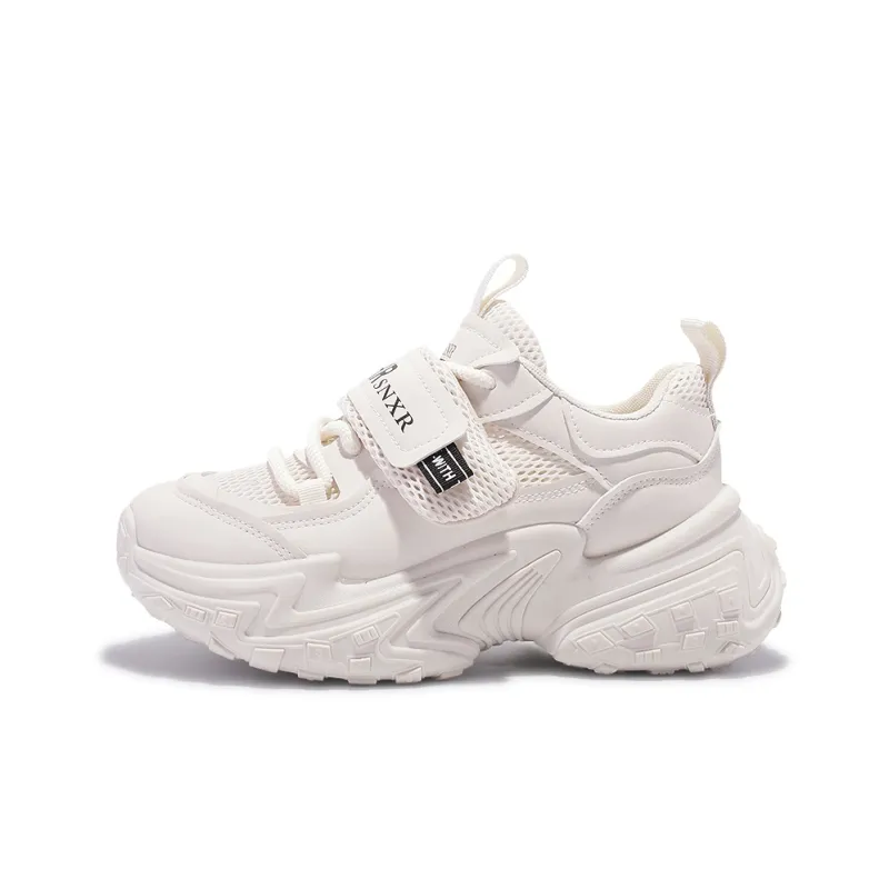 Miss Zhang Cushioning Anti Slip Wear Resistant Breathable Height Increasing Low Top Chunky Sneakers Women's Beige-0