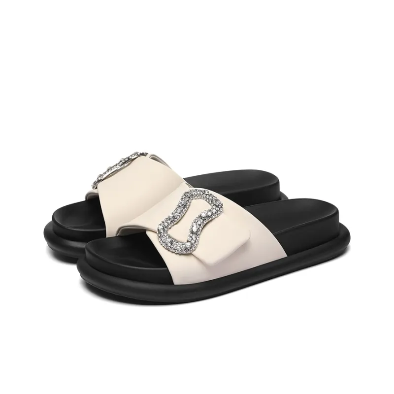 Golden Silk Rabbit Slide Slippers Women's-9