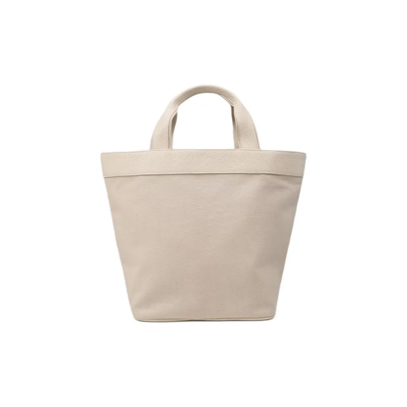 NOTHING WRITTEN Cow Leather With Cotton Handbag Small Size Women's Natural-0