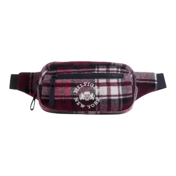 Tommy Hilfiger Polyester With Wool And Recycled Polyester Fanny Pack Men's Red White Plaid