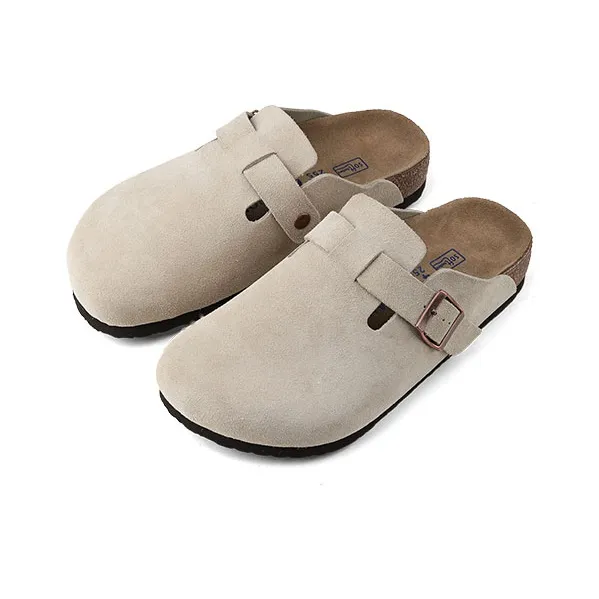 HANQIAORIJI Broken Cocoon Series Cork Sole 3.5cm Height Increasing Closed Toe Slippers Unisex Sand-2
