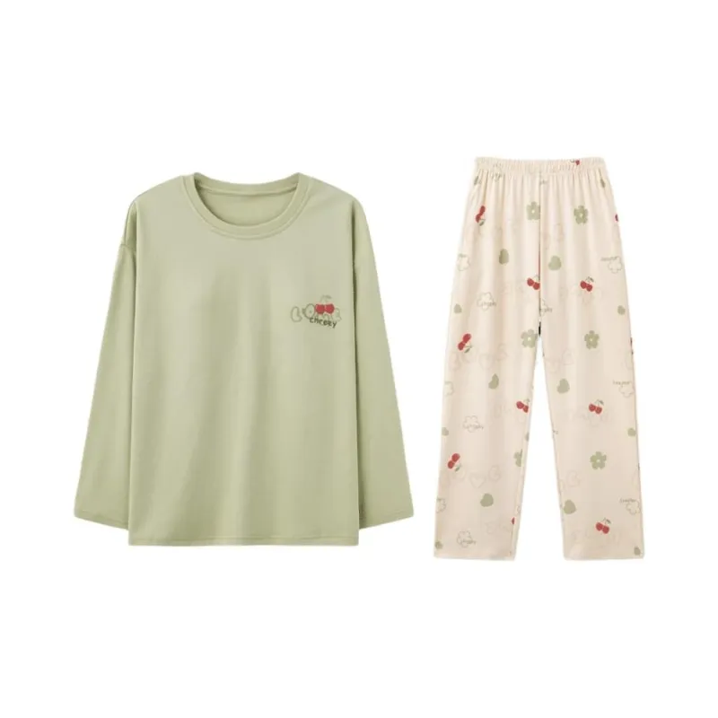 MIIOW Pajama Set Women's Green Cherry-0