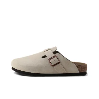 HANQIAORIJI Broken Cocoon Series Cork Sole 3.5cm Height Increasing Closed-Toe Slippers Unisex Sand