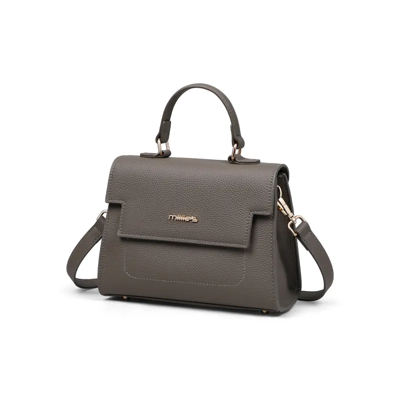 MILLIE'S Cow Leather Handbag Shoulder Bag Crossbody Bag Regular Women's Milkshake White/Smoke Gray-8
