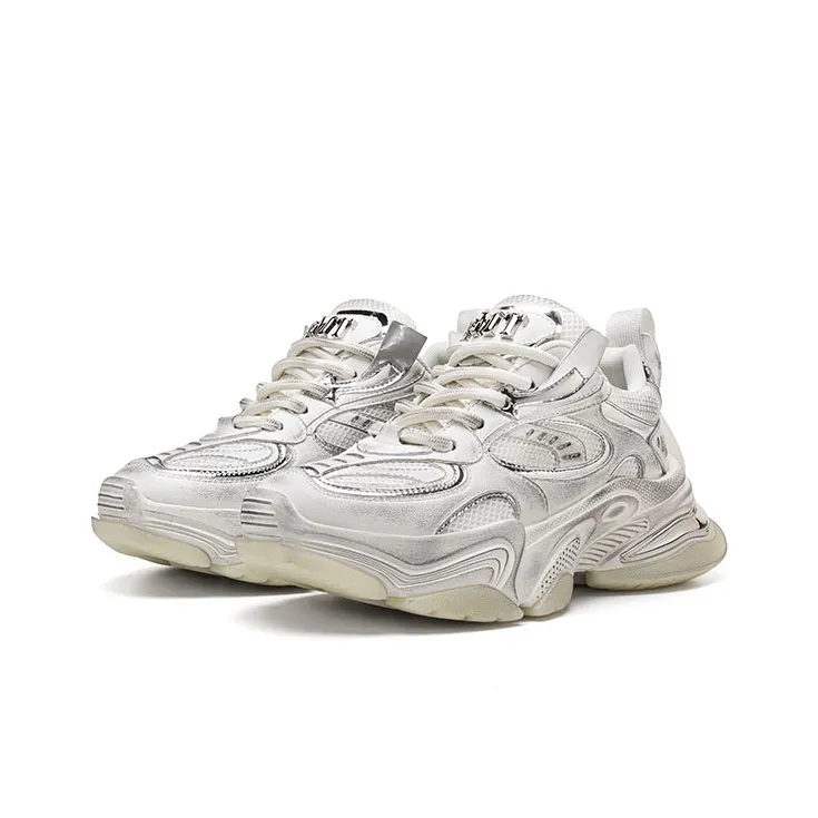 Pmt Nirvana Series Chunky Sneakers Unisex Low Top Silver/Gray-2